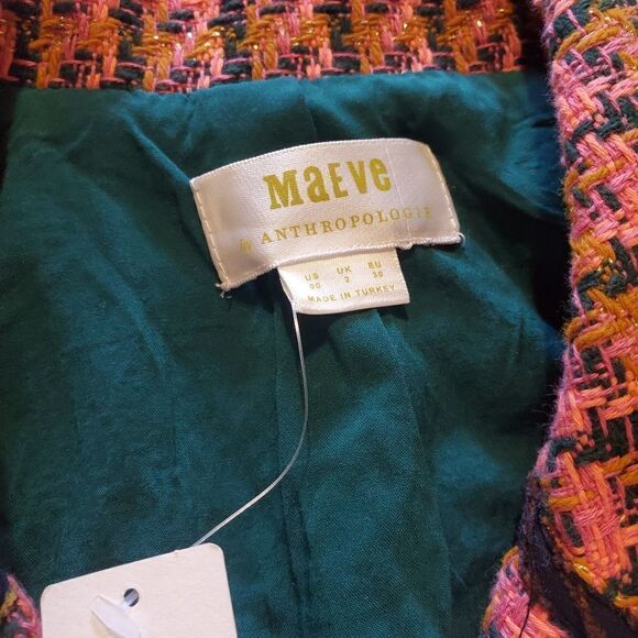NWT Anthrpologie Maeve tweed pink combo jacket sz 00 - Picture 6 of 8